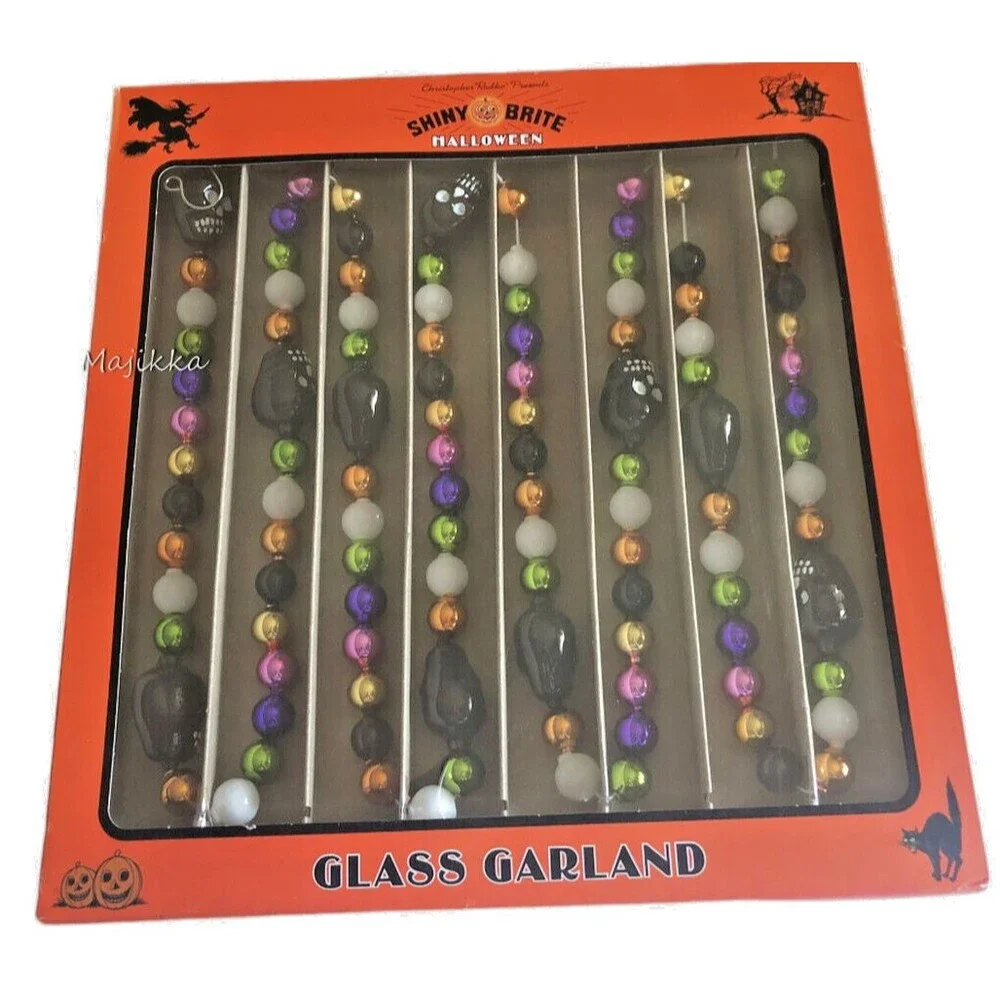 Christopher Radko Halloween Shiny Brite Skulls & Glass Balls Garland 7 Ft. Long